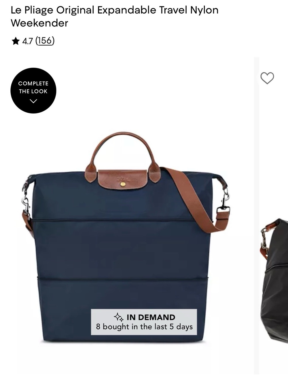 Longchamp Expandable Le Pliage Original Expandable Travel Nylon Weekender - Picture 2 of 4